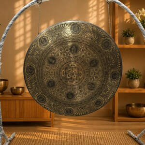 Handmade Kalachakra Mandala Gong, Seven Metal Sound Healing, Meditation, Yoga, Nepal image 5