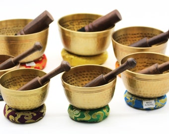 Handmade Singing Bowl Set: 7 Chakra Bowls, Meditation Sound Bath