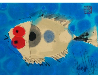 Fisch Malerei Tintenfisch Etsy