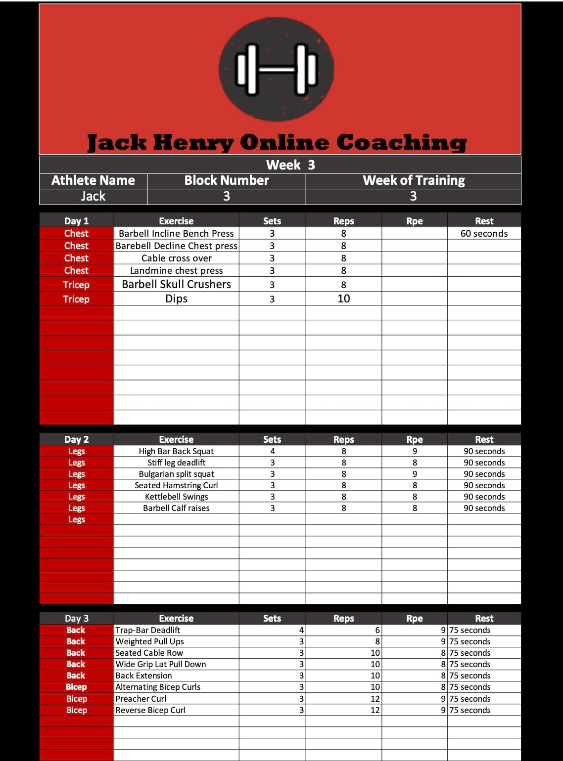 Athlete Training Program Template Ubicaciondepersonas cdmx gob mx