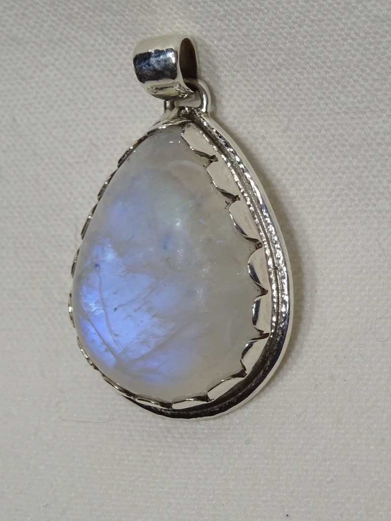 Rainbow Moonstone Pendant 925 Sterling Silver Handmade Jewel Woman Gift Artisan Perikles Greece