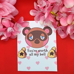 Carte d'anniversaire Tom Nook, deux variantes, carte de traversée d'animaux chétifs, animal traversant un nouvel horizon, Saint-Valentin, carte d'amour, carte-cadeau