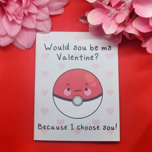 Carte d’amour anniversaire Pokeball, carte Pokéball, carte d’amour mignonne inspirée de Pokémon, carte de Saint-Valentin, carte de jeu de mots ringard, jeu de mots drôle, geek et mignon