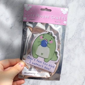 Cute Air Freshener, Blueberry Air Freshener, Dinosaur Air Freshener, Car Accessory, Cute Accessory, Positive Pun, Cute Positive Vibes