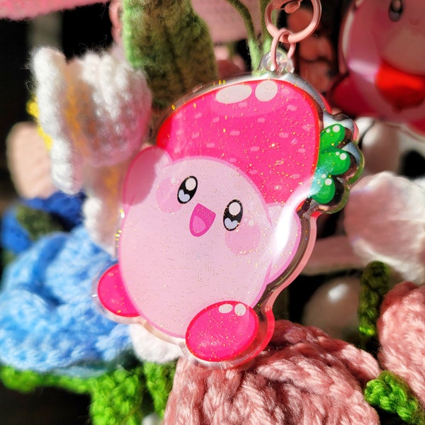 Strawberry Kirb Keychain, Strawberry Poyo, Strawberry Keychain, Fruity Korb, Fruit Keychain