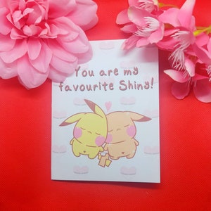 Tu es ma préférée, Pokebean brillant, carte Pokebean, anniversaire de Pokebean, carte d'amour Pikachu, joli couple, cartes ringard, cartes de jeux de mots amour