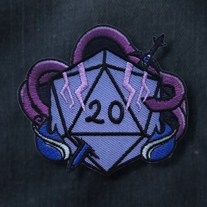 Warlock Patch, Dungeons and Dragons, DnD, D&D inspired iron-on patch, pathfinder, d20, embroidered patch