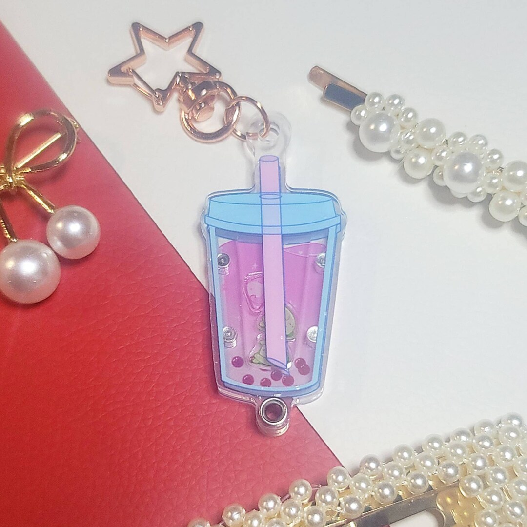 Bubble Tea Keychain, Bubble Tea Shaker Charm, Dinosaur Bubble Tea, Dino