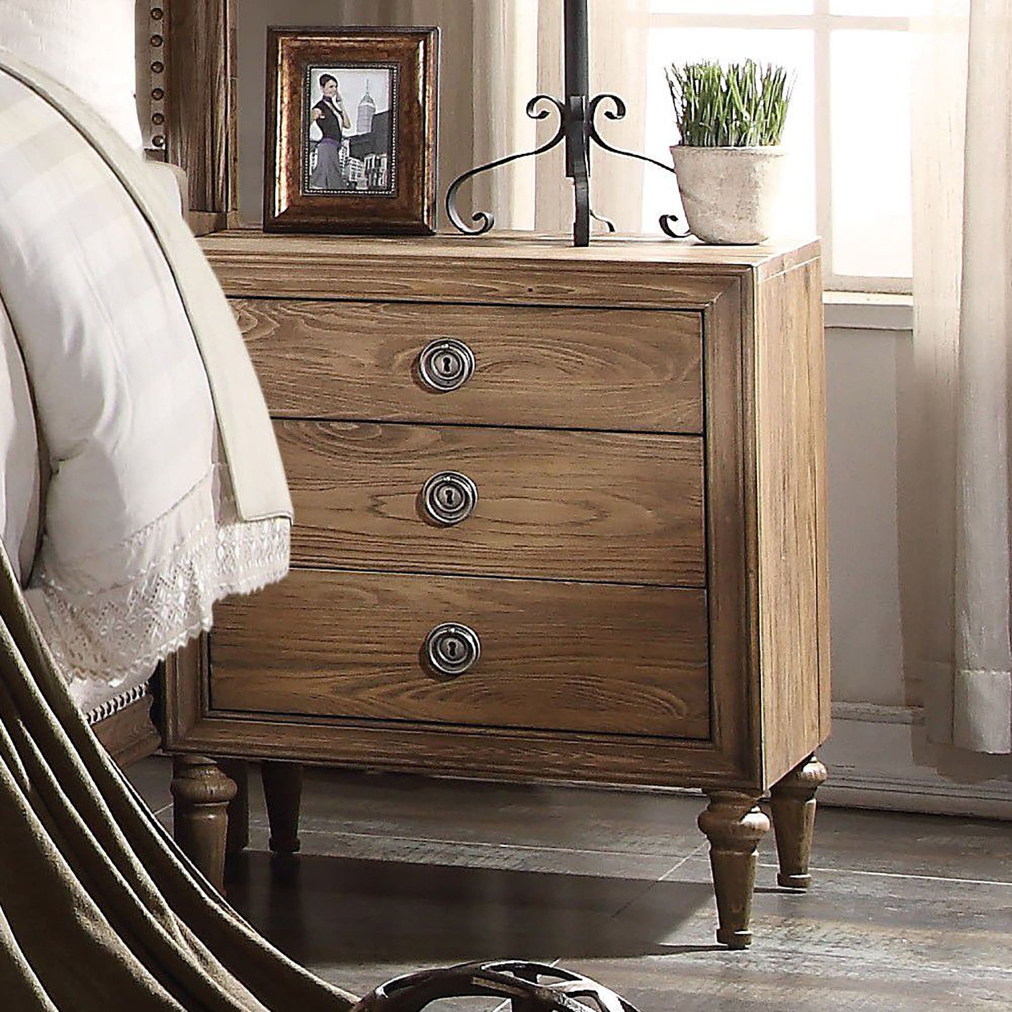 Bedroom Rustic Storage with 3Drawer NightstandSolid Etsy
