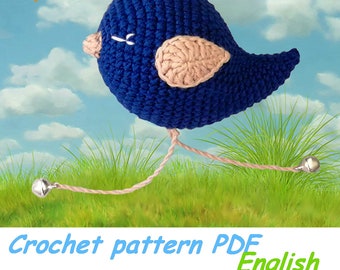 Crochet pattern amigurumi, patterns bird, pdf pattern baby, crocheted patterns bird, nursery mobile crochet pattern, tutorial pattern toy