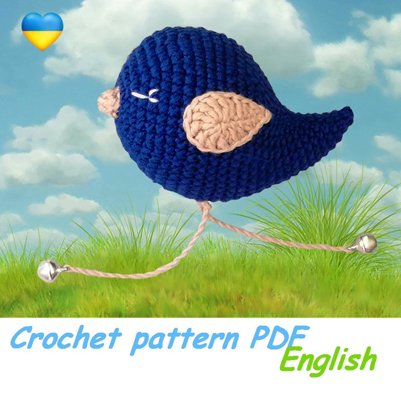 Crochet pattern amigurumi, patterns bird, pdf pattern baby, crocheted patterns bird, nursery mobile crochet pattern, tutorial pattern toy image 1