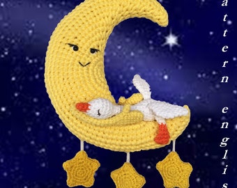 Pattern only, Digital, Crochet moon PDF, Goose love hug, Two hugging friend, Moon and beloved goose, Moon with loving goose, Cuddle kids