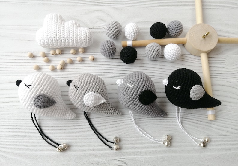 Crochet pattern amigurumi, patterns bird, pdf pattern baby, crocheted patterns bird, nursery mobile crochet pattern, tutorial pattern toy image 4