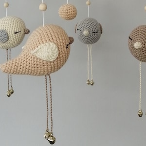 Pattern only, Pastel bird baby mobile, Scandinavian nursery decor, Crochet cribe mobile, Gift baby girl and boy, Bird PDF, Digital ball zdjęcie 4