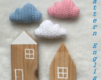 Pattern only, Crochet mini cloud pattern, Amigurumi PDF, Digital patterns, Ciling nursery decor, Crochet cloud baby mobile, Sky clouds