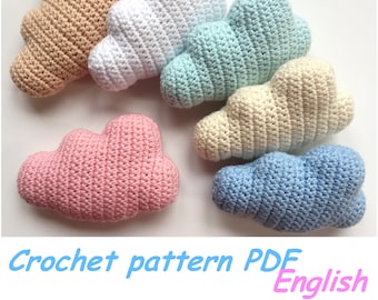 Crochet cloud pattern, Amigurumi crochet pattern, Clouds PDF, Digital patterns, Nursery decor, Crochet cloud baby mobile, Mini cloud,Animals