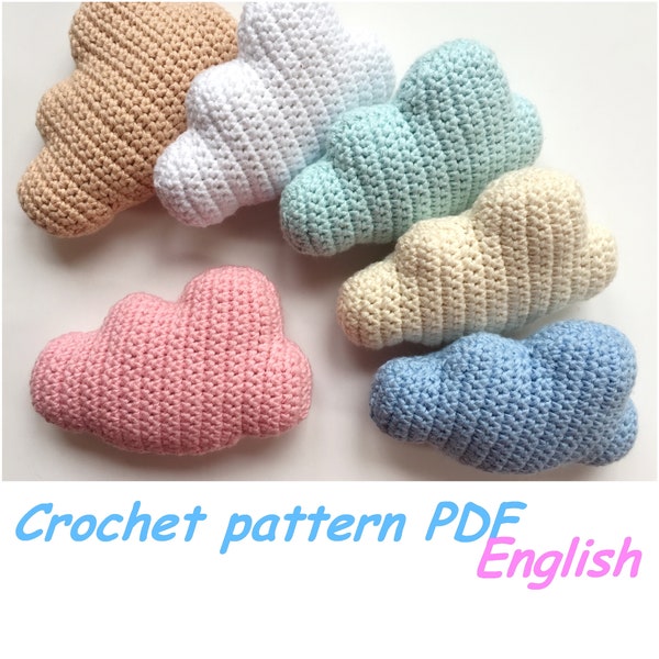 Crochet cloud pattern, Amigurumi crochet pattern, Clouds PDF, Digital patterns, Nursery decor, Crochet cloud baby mobile, Mini cloud,Animals