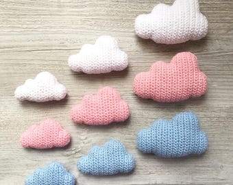 Pattern only, Clouds 3 in 1, Crochet cloud pattern, Amigurumi PDF, Digital patterns, Nursery decor, Newborn cloud baby mobile, 3 sizes