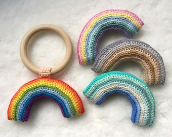 Crochet rainbow pattern, Rainbows PDF, Rattle infant, Amigurumi newborn, Digital patterns, Nursery décor, Crochet rainbow baby mobile