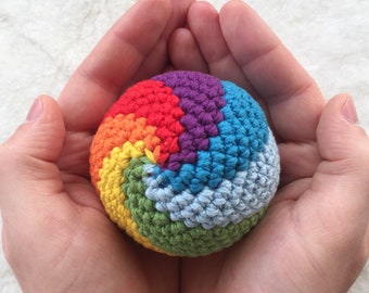 Häkelkugeln Regenbogen Muster, Amigurumi PDF, Bunte Kugeln Kleinkind, Sensorische Spielzeug, Spielzeug für Mädchen, Weicher Babyball, Gehäkelte Rassel, Geburtstag