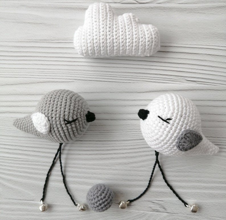 Crochet pattern amigurumi, patterns bird, pdf pattern baby, crocheted patterns bird, nursery mobile crochet pattern, tutorial pattern toy image 2