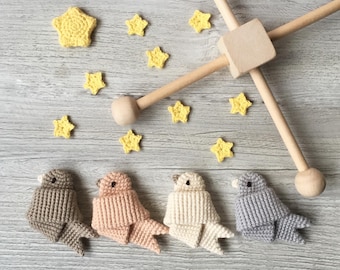 Pattern only, Pastel bird baby mobile, Scandinavian nursery decor, Crochet cribe mobile, Gift baby girl and boy, Bird PDF, Digital star