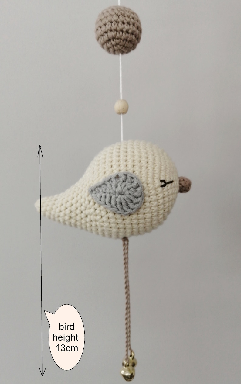 Pattern only, Pastel bird baby mobile, Scandinavian nursery decor, Crochet cribe mobile, Gift baby girl and boy, Bird PDF, Digital ball zdjęcie 3