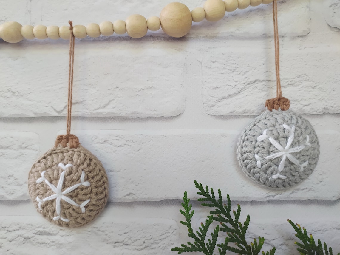 Garland Wooden Bead Ball Crochet ball garland christmas | Etsy