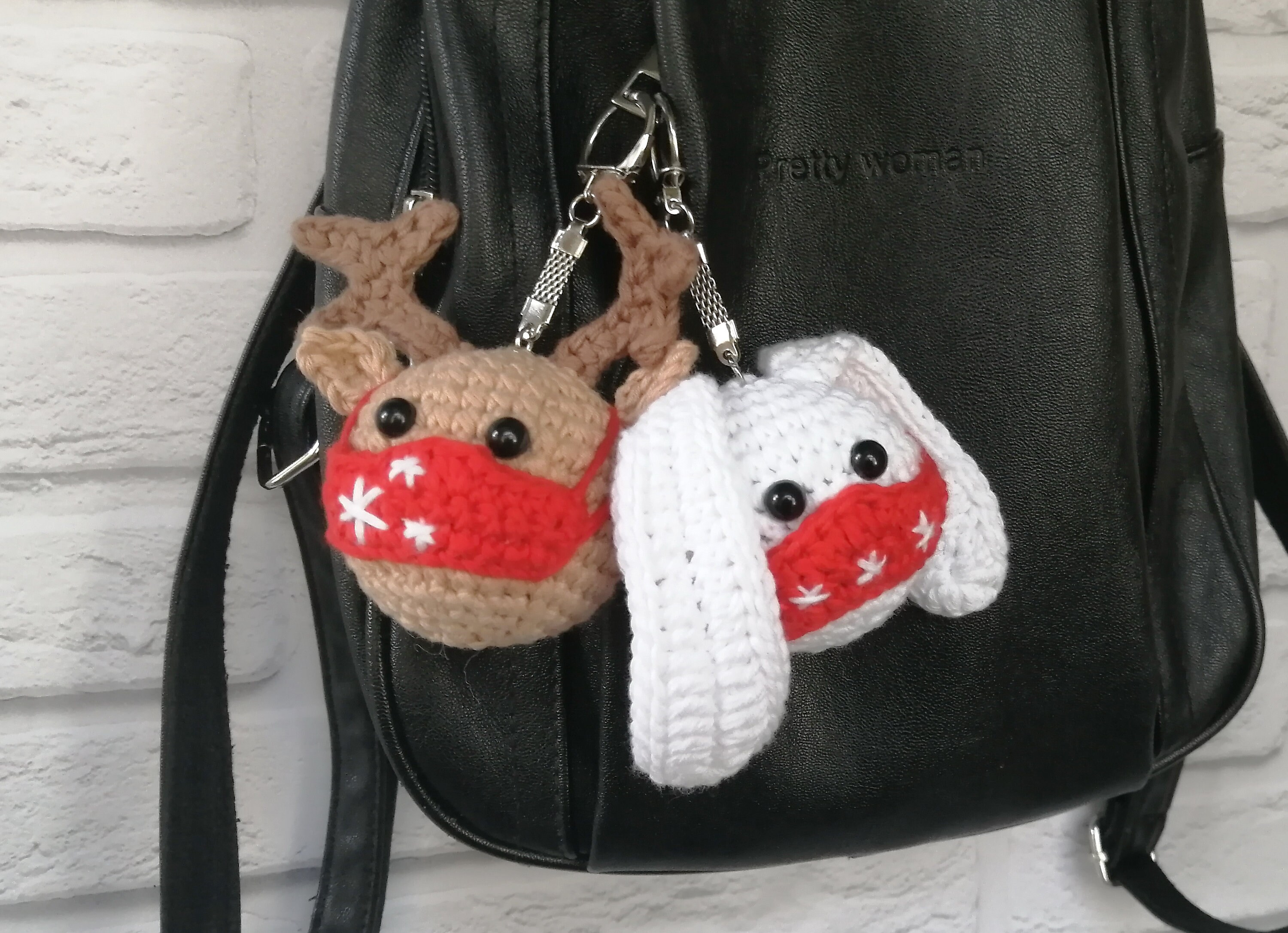 Hanging Christmas mask ornament 2020 Bunny crochet Keyring | Etsy