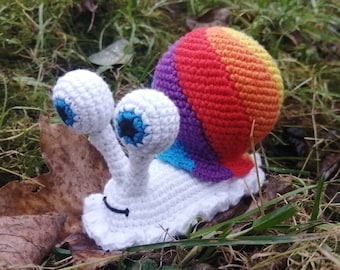 Pattern only, Crochet snail rainbow, Amigurumi PDF, Colorful shell, Sensory toys, Soft baby snail, Antidepressant snail, Anti Stress toy
