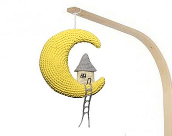 Crochet moon pattern, Moons PDF, Mini house baby mobile, Amigurumi newborn, Digital patterns, Nursery décor, Gift boy girl, Wall Hangings