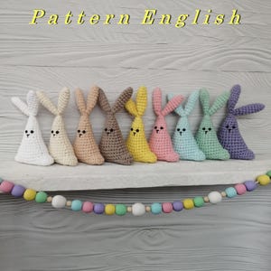 Pattern only, Crochet Easter bunny, Spring rabbit ornaments, Farmhouse Easter Bunnies, Tiered Tray Decor, Wooden bead garland, Table décor
