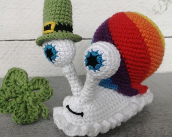 Pattern only, Crochet snail rainbow, Amigurumi shell PDF, Colorful shell, St Patricks day, St Paddys day, St Pattys day decor, Tiered tray