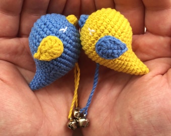 Crochet bird pattern, Crocheted patterns birds, pdf, Keychain crochet bird, Keyring bird, Ukraine colours, Ukrainian bird, Crochet baby toy