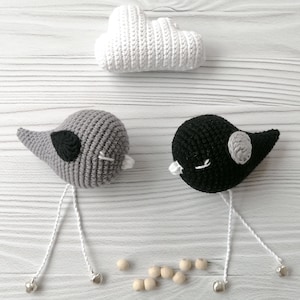 Crochet pattern amigurumi, patterns bird, pdf pattern baby, crocheted patterns bird, nursery mobile crochet pattern, tutorial pattern toy image 6