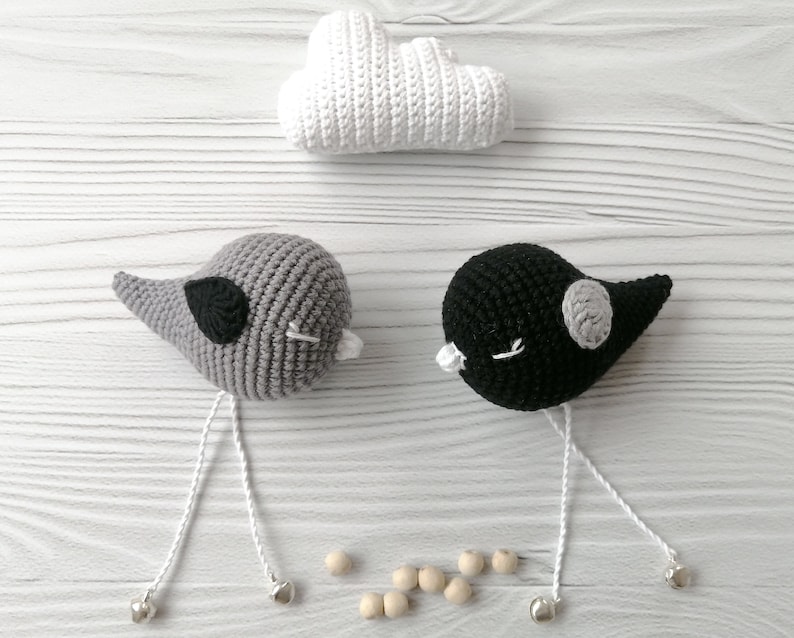 Crochet pattern amigurumi, patterns bird, pdf pattern baby, crocheted patterns bird, nursery mobile crochet pattern, tutorial pattern toy image 6