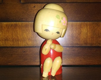 Vintage Wooden Kokeshi Doll - 1970's