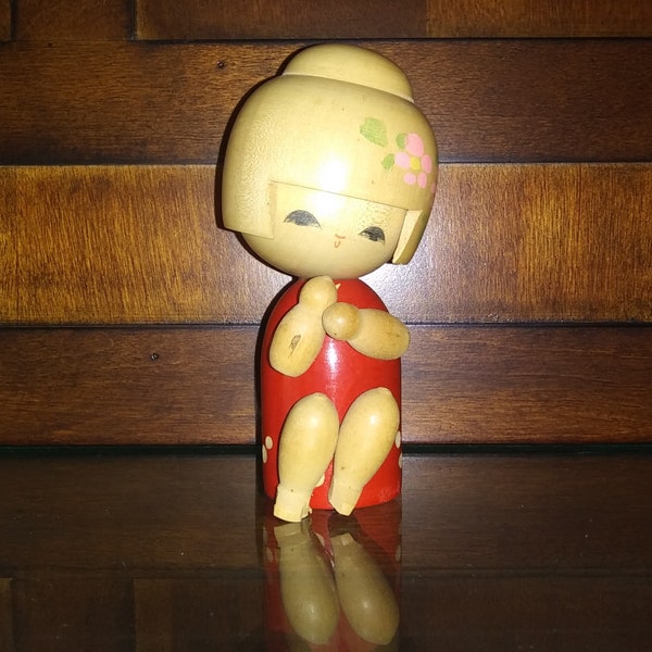 Vintage Wooden Kokeshi Doll - 1970's