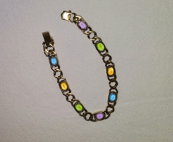 Vintage Bracelet with Multi Colored Semi Precious… - image 2