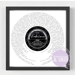 Impression intégrale des paroles de la chanson TURBULENCE d'Ateez || Zéro : épilogue de la fièvre|| Oeuvre d'art murale en vinyle Kpop