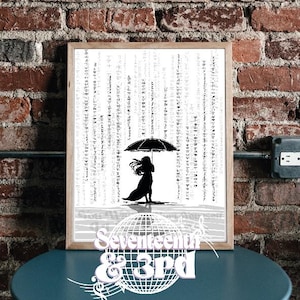 Póster artístico de la canción "She's in the rain" de The Rose (더로즈) // Rock/alternativo coreano //