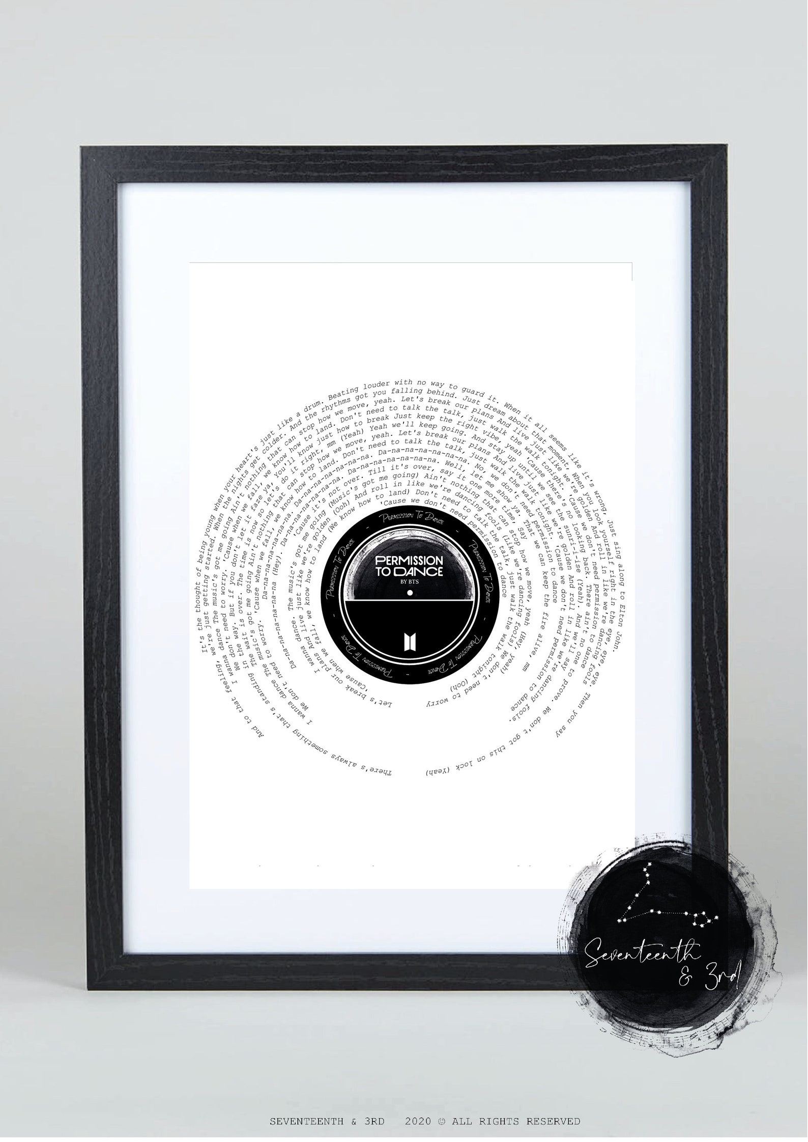 BTS Permission to Dance Vinyl Lyric Print Etsy