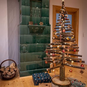 Sapin de Noël en bois - forêt modèle, sapin de Noël durable, calendrier de l'Avent, décoration de Noël, Noël, sapin de Noël artificiel