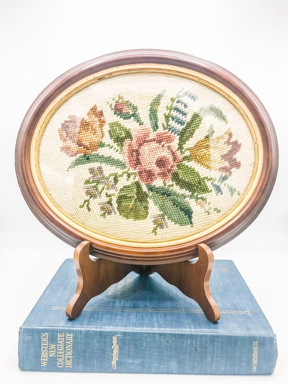 Floral Needlepoint Wall Decor Wall Hanging Etsy