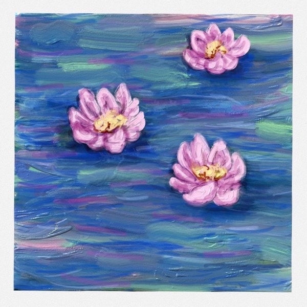 Waterproof Sticker Claude Monet inspired Pond Lilly painting printed on Vinyl  Impressionist art famous paintings