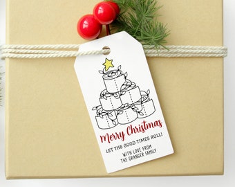 Editable Christmas Toilet Paper Tag, Holiday Tree Gift Tag, Printable Christmas Tag Template, 2x3 and 2x3.5 Tag, Printable Teacher Gift Tags