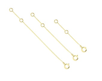 14k 18k Solid Gold Extender for Necklace Bracelet, Adjustable Chain Link Extender, Removable Real Gold Cable Chain Extension 1 2 3 4 inches