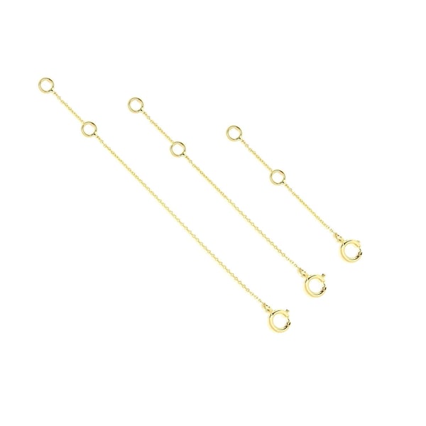 14k 18k Solid Gold Extender for Necklace Bracelet, Adjustable Chain Link Extender, Removable Real Gold Cable Chain Extension 1 2 3 4 inches