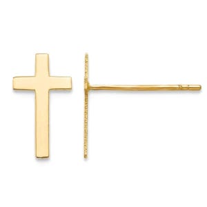 14k Gold Lateinisches Kreuz Ohrstecker Einzel & Paar | Zarte Mismatched Ohrringe, Jeden Tag tragen, Religiöser Schmuck, Weihnachtsgeschenk, Geschenk für Sie