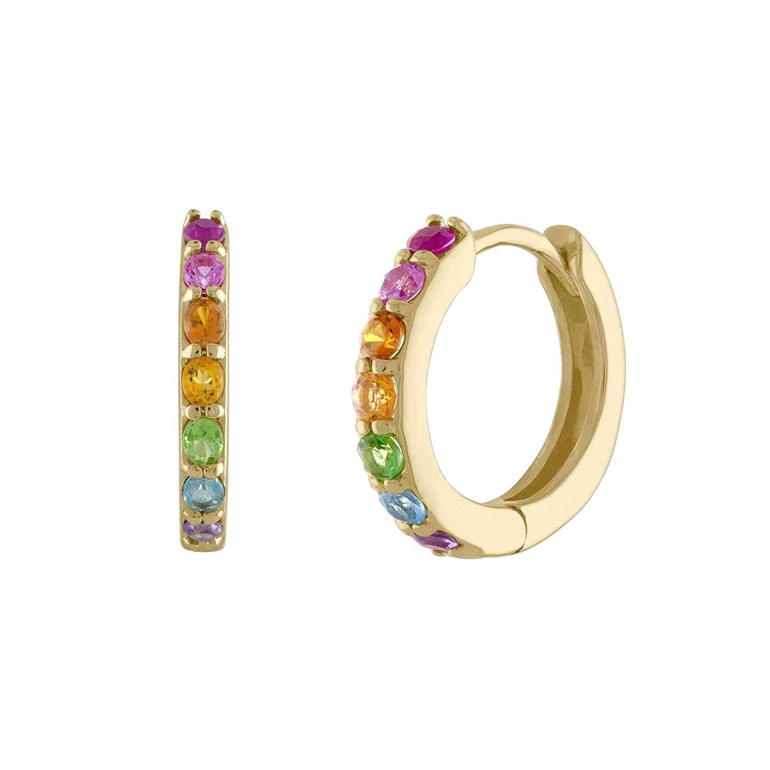 Hoop earrings with colored on sale stones